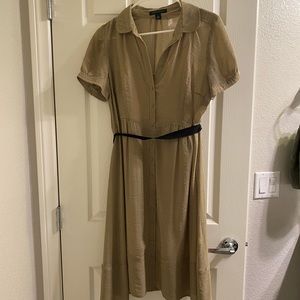 Banana Republic dress, tan with gray stripes, women’s size 10